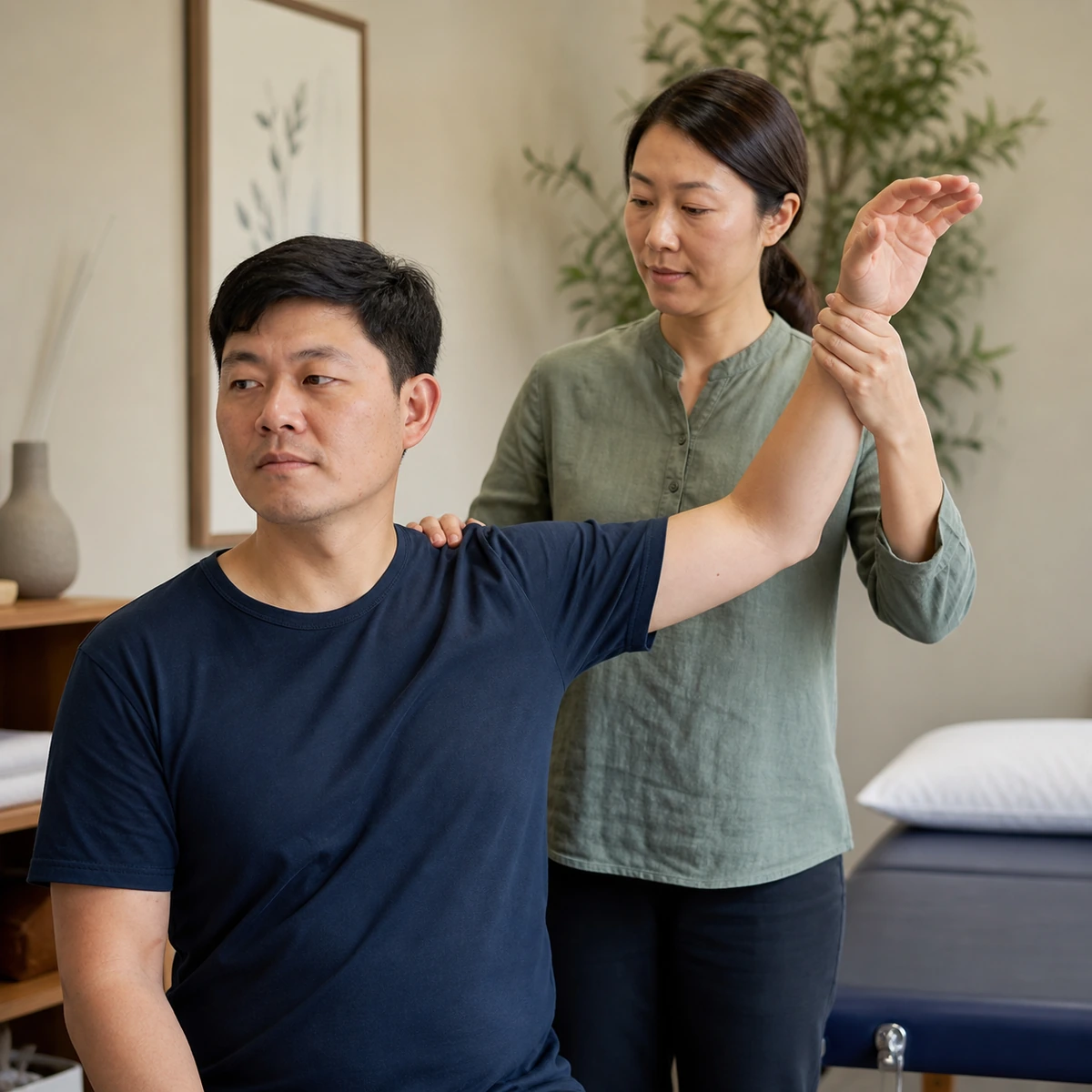 Acupuncture care for neck and shoulder pain, guided by Dr. Tsai at Advanced Acupuncture